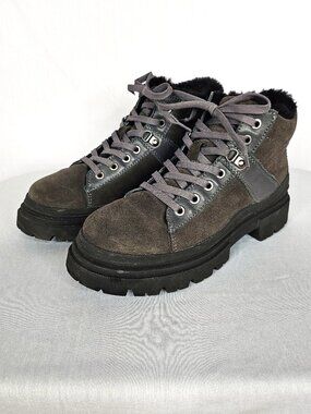 Overland Ronda Shearling Lined Boots | Gray Suede Leather | EU 37 (US 6.5)